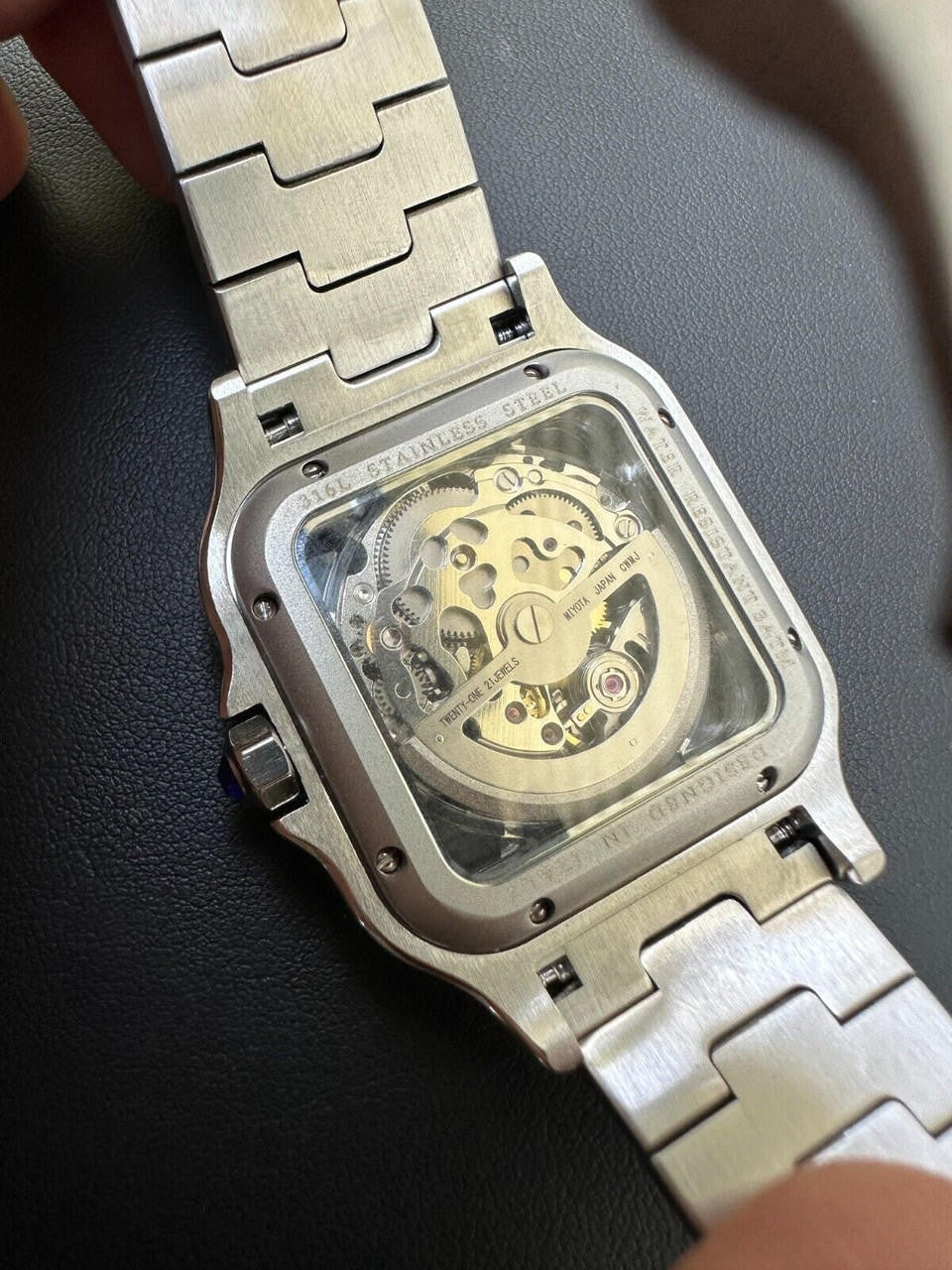 Real Mens MOISSANITE Watch Iced Automatic Movement Hip Hop Bust Down Skeleton