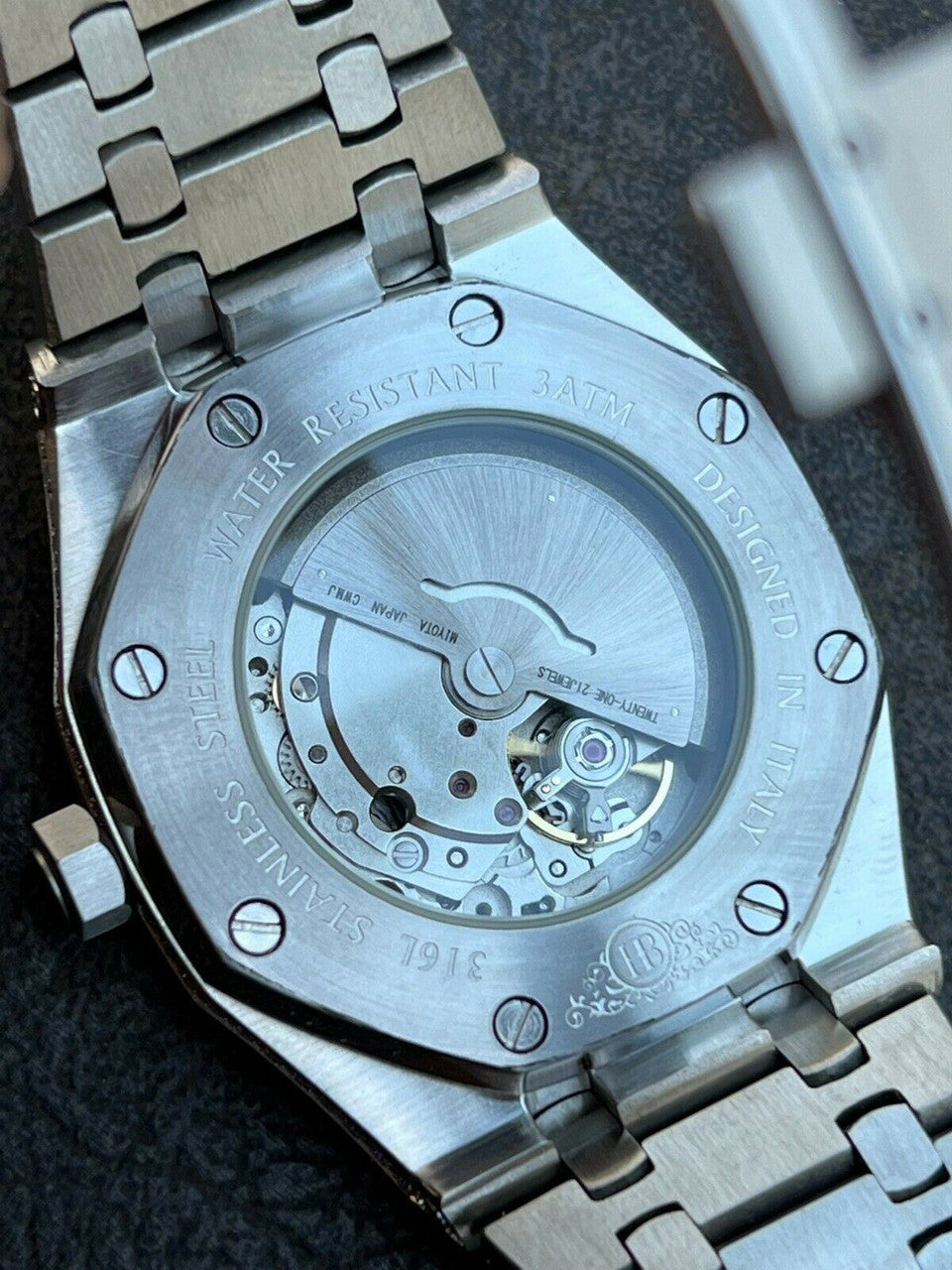 Real Mens Watch Fully Iced Bust Down Out Skeleton Back Automatic 44mm Hip Hop