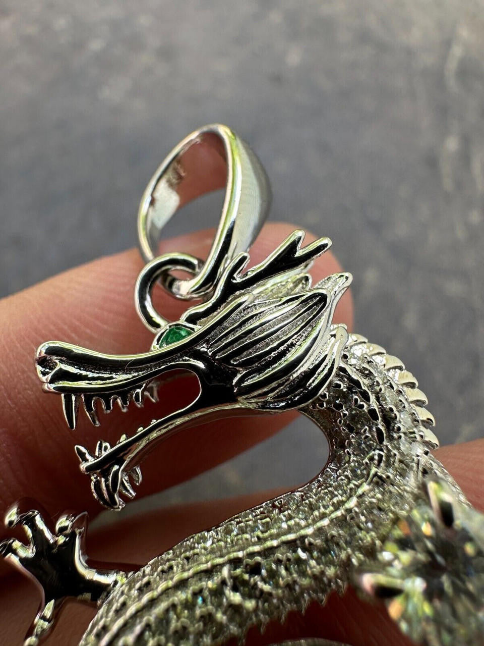 MOISSANITE 3D Dragon Hip Hop Pendant - 14k Gold Vermeil Or 925 Silver - Medium 2.25"