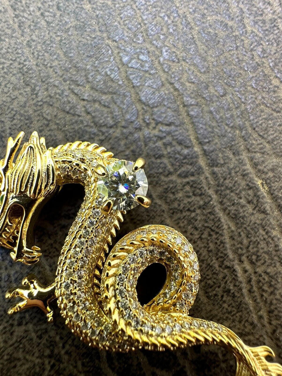 MOISSANITE 3D Dragon Hip Hop Pendant - 14k Gold Vermeil Or 925 Silver - Medium 2.25"