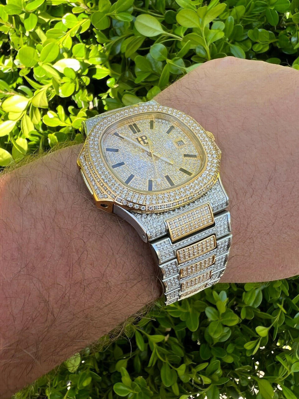 Real MOISSANITE Mens Watch Fully Iced Stainless Hip Hop Passes Diamond Tester