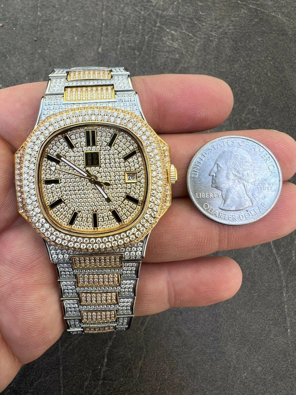 Real MOISSANITE Mens Watch Fully Iced Stainless Hip Hop Passes Diamond Tester