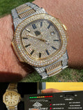 Real MOISSANITE Mens Watch Fully Iced Stainless Hip Hop Passes Diamond Tester