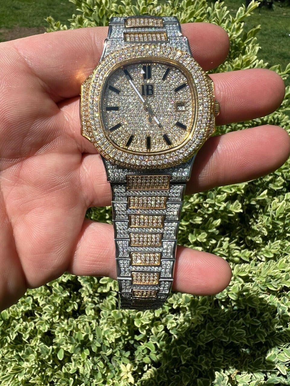 Real MOISSANITE Mens Watch Fully Iced Stainless Hip Hop Passes Diamond Tester