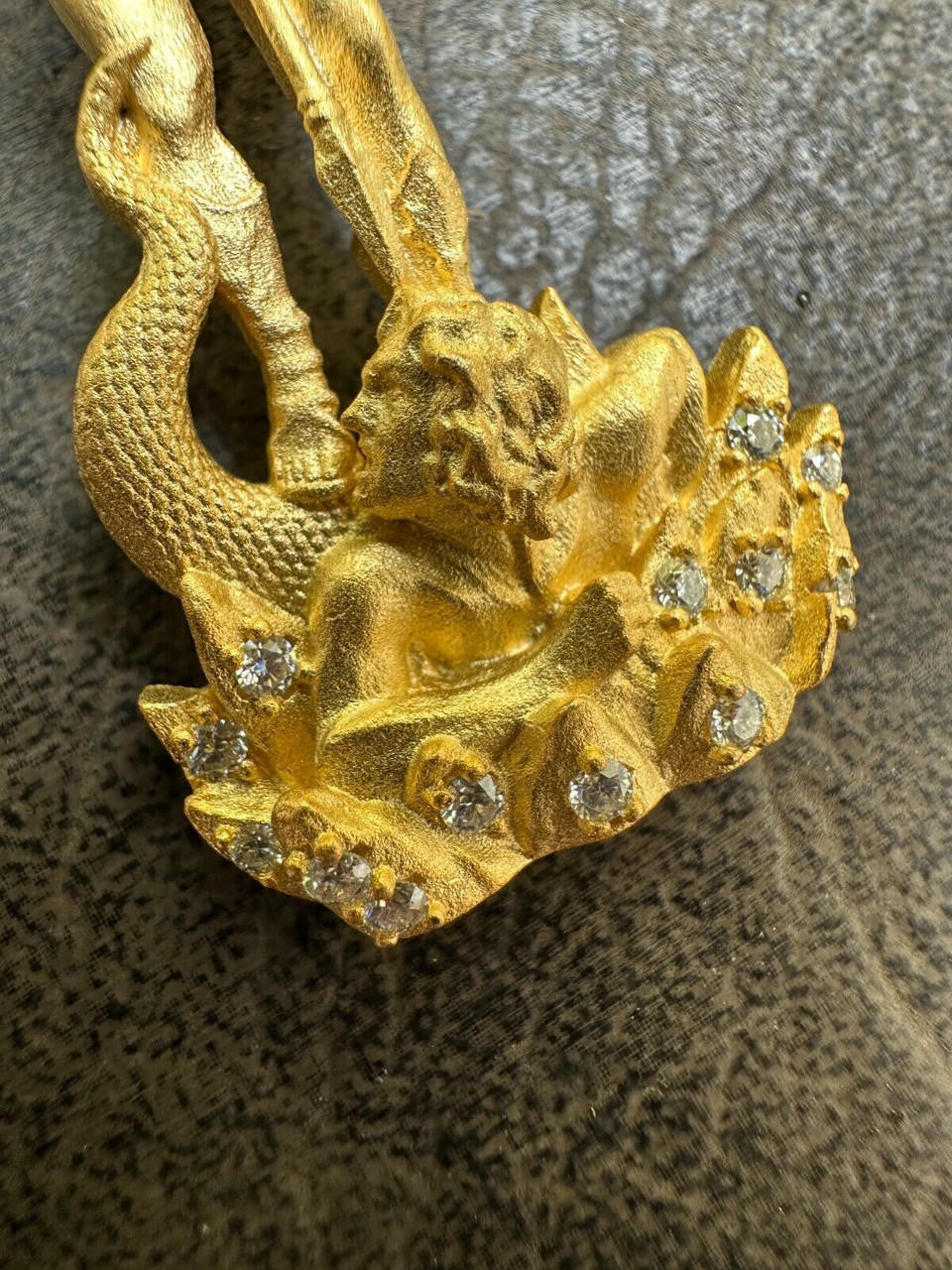 MOISSANITE Saint Michael Slaying Dragon Archangel Pendant - Sandblasted Matte Finish 14k Gold Vermeil 925 Silver - 3 Sizes 1"-3"