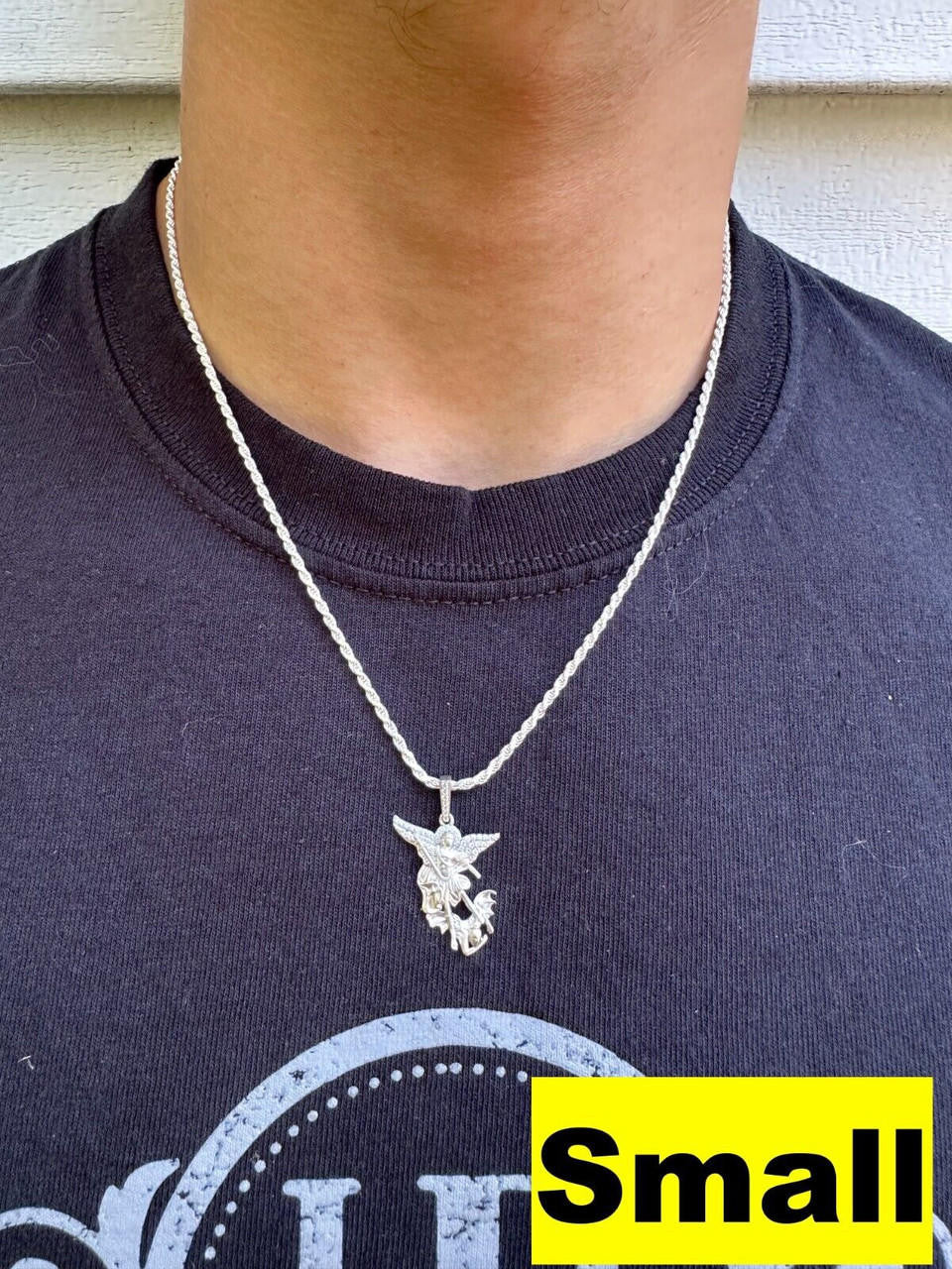 MOISSANITE Saint Michael Archangel Slaying Dragon Pendant - Sandblasted Matte Finish 925 Silver - 3 Sizes 1.25"-3"