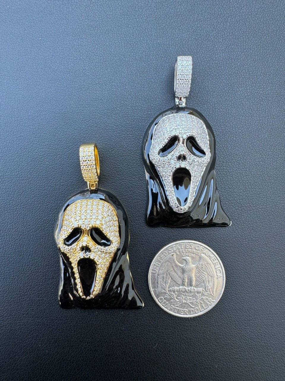 MOISSANITE Scream Mask Ghostface Iced Pendant - 14k Gold Vermeil Or 925 Silver - Medium 2"
