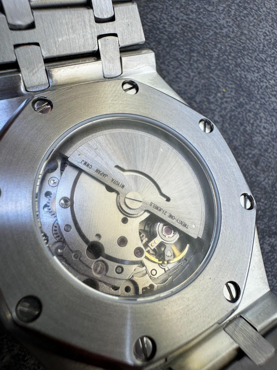 Real MOISSANITE Two Tone Gold Mens Auto Watch Iced Large Stones No ID Hip Hop