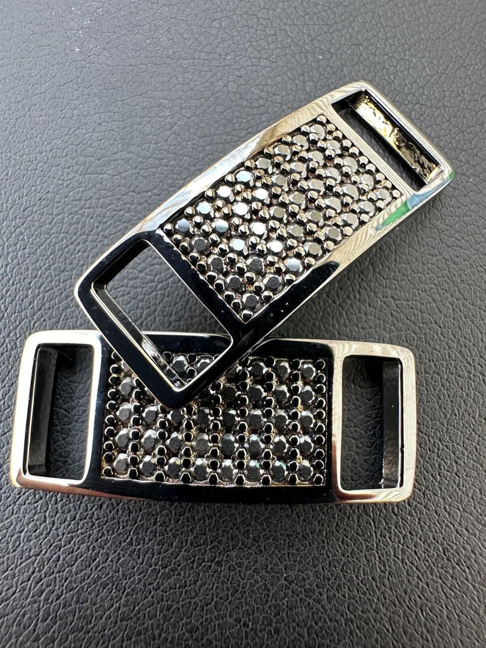 Black MOISSANITE Iced Out Lace Locks - Black Rhodium Over 925 Silver  -  Great For All Sneakers: Nike Air Force 1, Jordans, & More