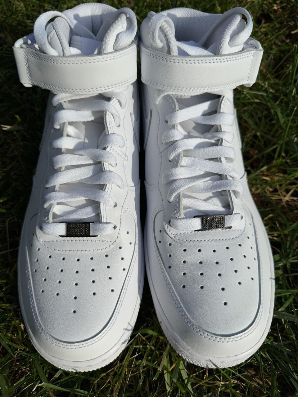 Black MOISSANITE Iced Out Lace Locks - Black Rhodium Over 925 Silver  -  Great For All Sneakers: Nike Air Force 1, Jordans, & More