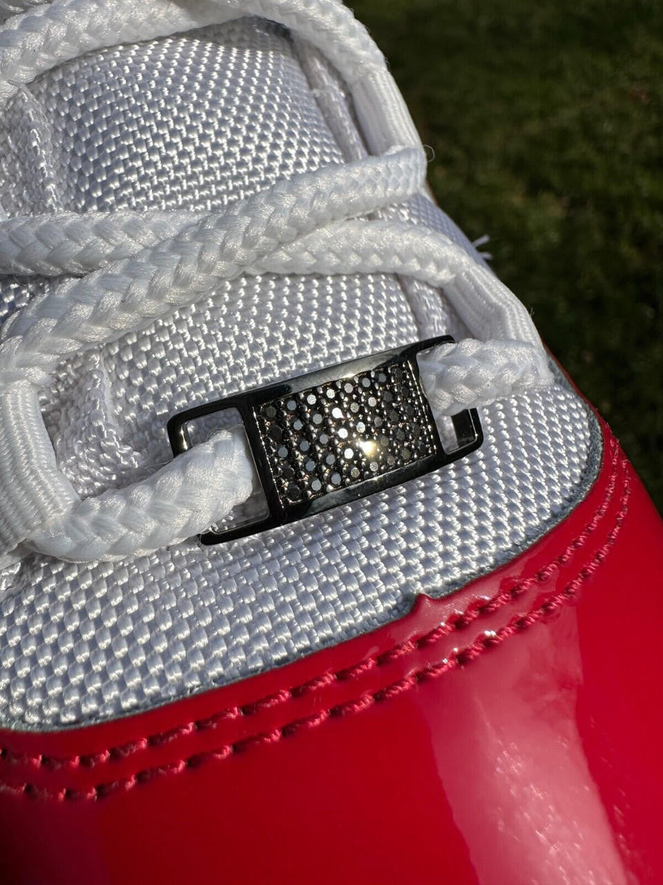 Black MOISSANITE Iced Out Lace Locks - Black Rhodium Over 925 Silver  -  Great For All Sneakers: Nike Air Force 1, Jordans, & More