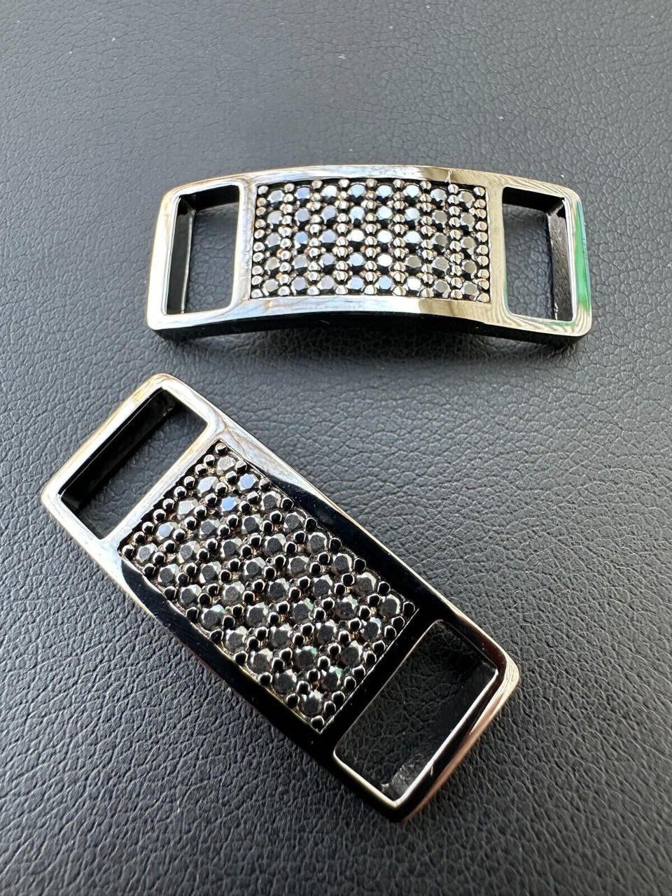 Black MOISSANITE Iced Out Lace Locks - Black Rhodium Over 925 Silver  -  Great For All Sneakers: Nike Air Force 1, Jordans, & More