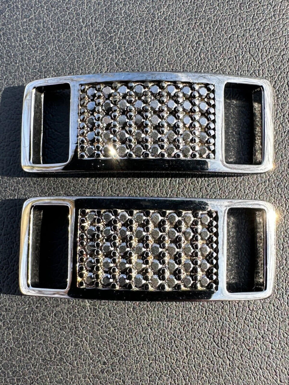 Black MOISSANITE Iced Out Lace Locks - Black Rhodium Over 925 Silver  -  Great For All Sneakers: Nike Air Force 1, Jordans, & More