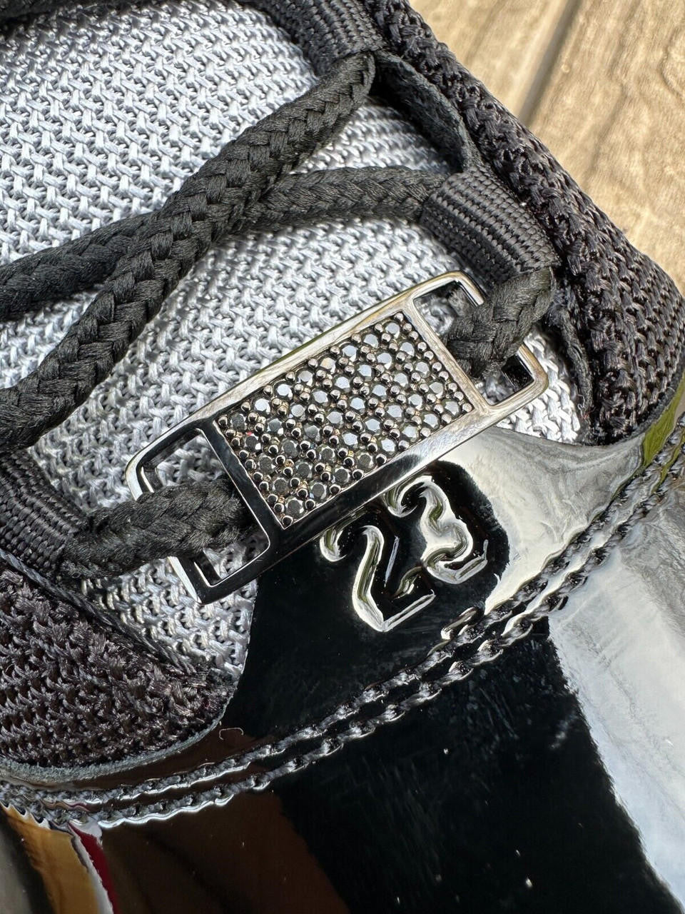 Black MOISSANITE Iced Out Lace Locks - Black Rhodium Over 925 Silver  -  Great For All Sneakers: Nike Air Force 1, Jordans, & More