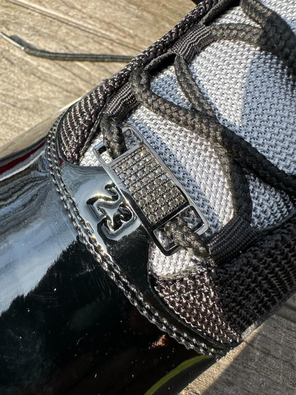 Black MOISSANITE Iced Out Lace Locks - Black Rhodium Over 925 Silver  -  Great For All Sneakers: Nike Air Force 1, Jordans, & More