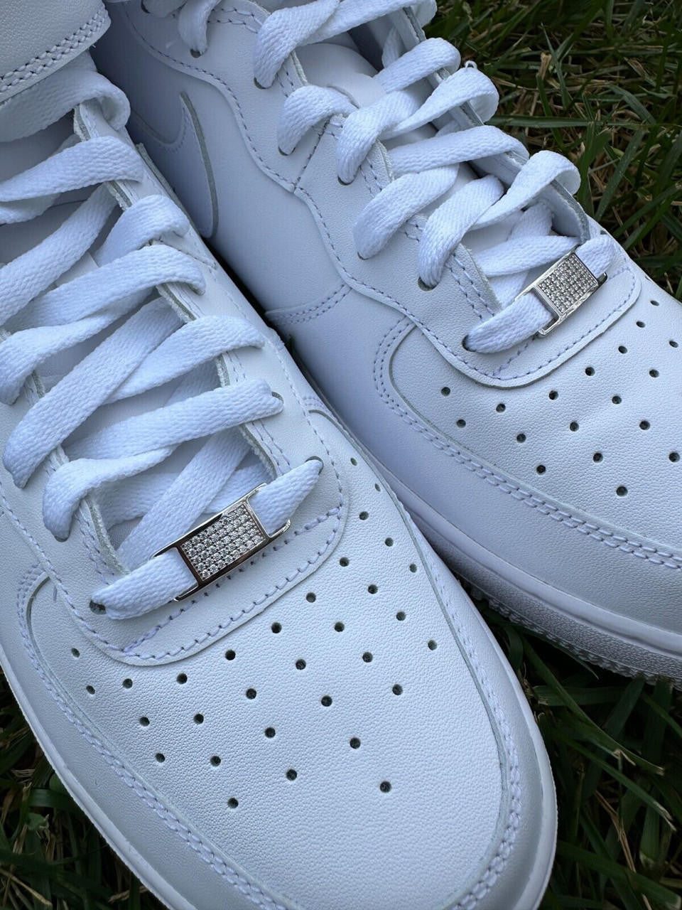 MOISSANITE Iced Out Lace Locks - 925 Silver - Great For All Sneakers: Nike Air Force 1, Jordans, & More