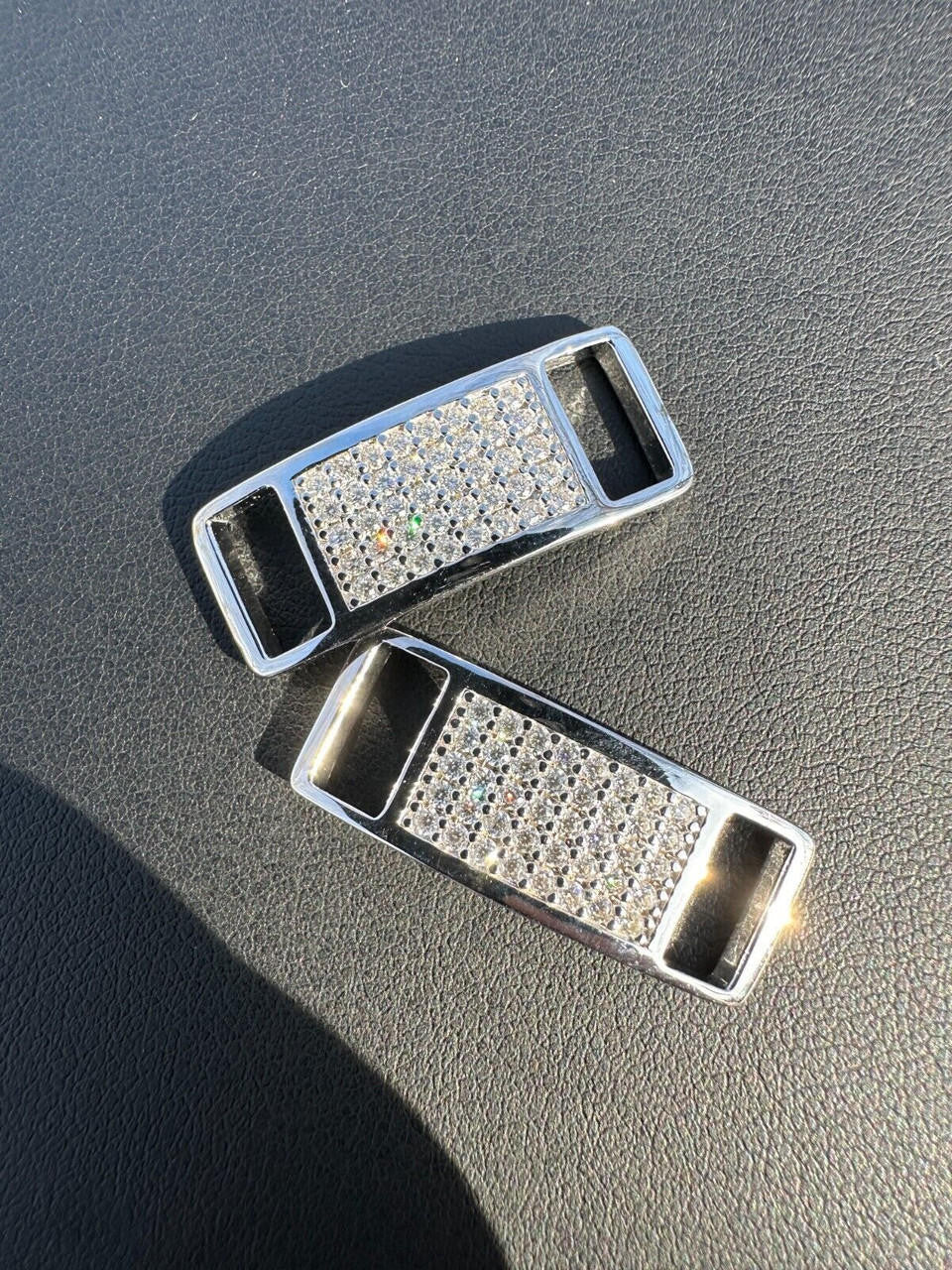 MOISSANITE Iced Out Lace Locks - 925 Silver - Great For All Sneakers: Nike Air Force 1, Jordans, & More