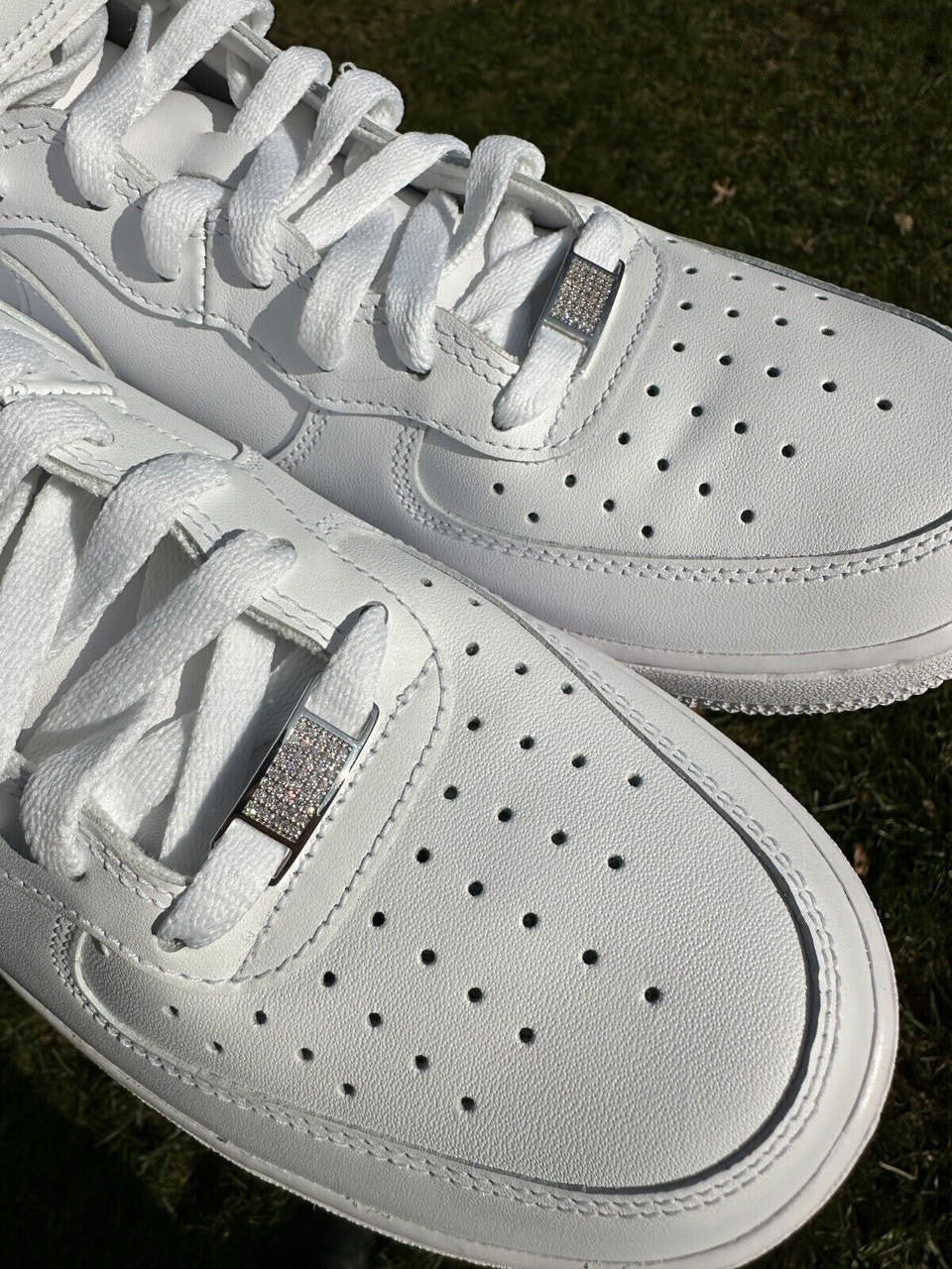 MOISSANITE Iced Out Lace Locks - 925 Silver - Great For All Sneakers: Nike Air Force 1, Jordans, & More
