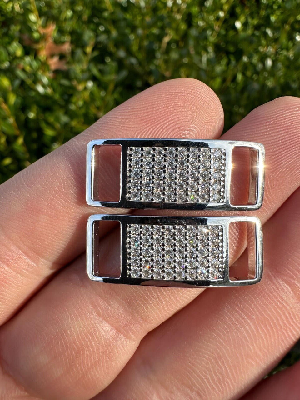 MOISSANITE Iced Out Lace Locks - 925 Silver - Great For All Sneakers: Nike Air Force 1, Jordans, & More