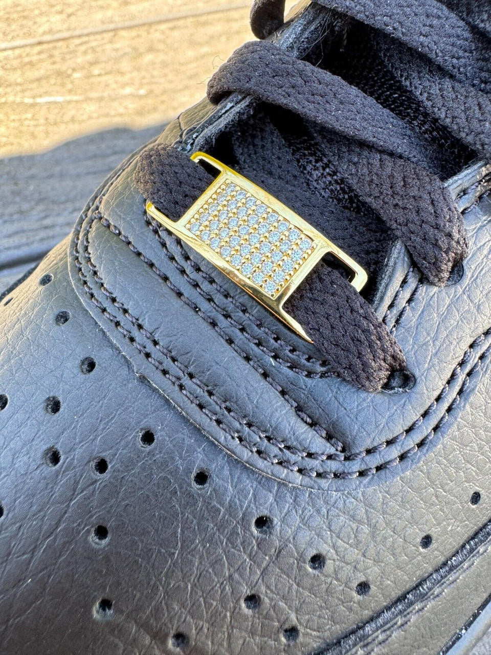 Iced Out Lace Locks - 14k Yellow Gold Vermeil Over 925 Silver - CZ Stones - Great For All Sneakers: Nike Air Force 1, Jordans, & More