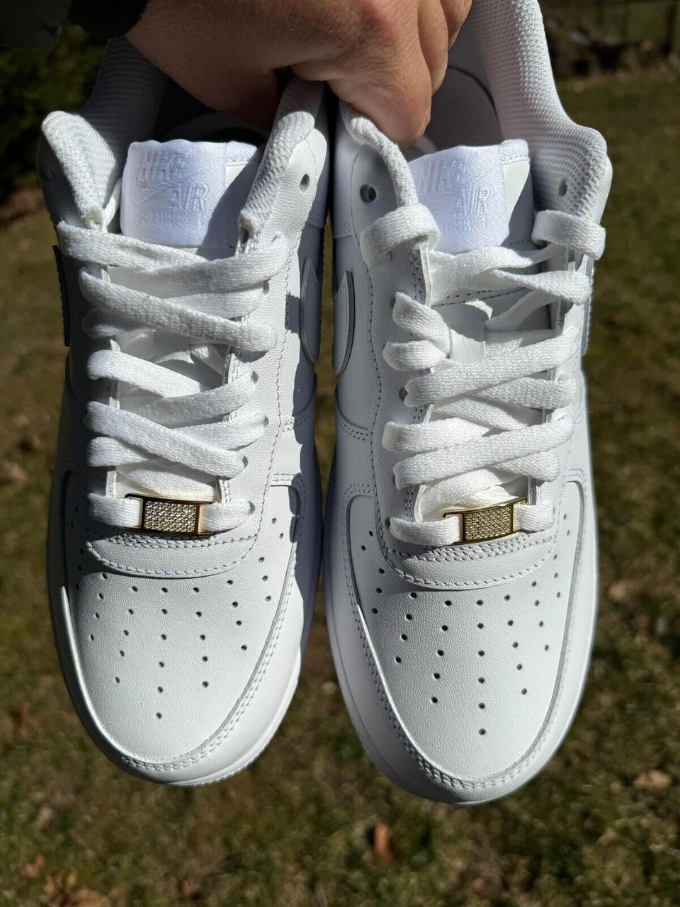 Iced Out Lace Locks - 14k Yellow Gold Vermeil Over 925 Silver - CZ Stones - Great For All Sneakers: Nike Air Force 1, Jordans, & More