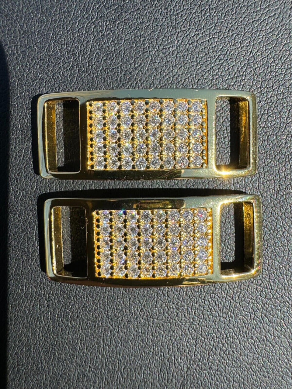 Iced Out Lace Locks - 14k Yellow Gold Vermeil Over 925 Silver - CZ Stones - Great For All Sneakers: Nike Air Force 1, Jordans, & More