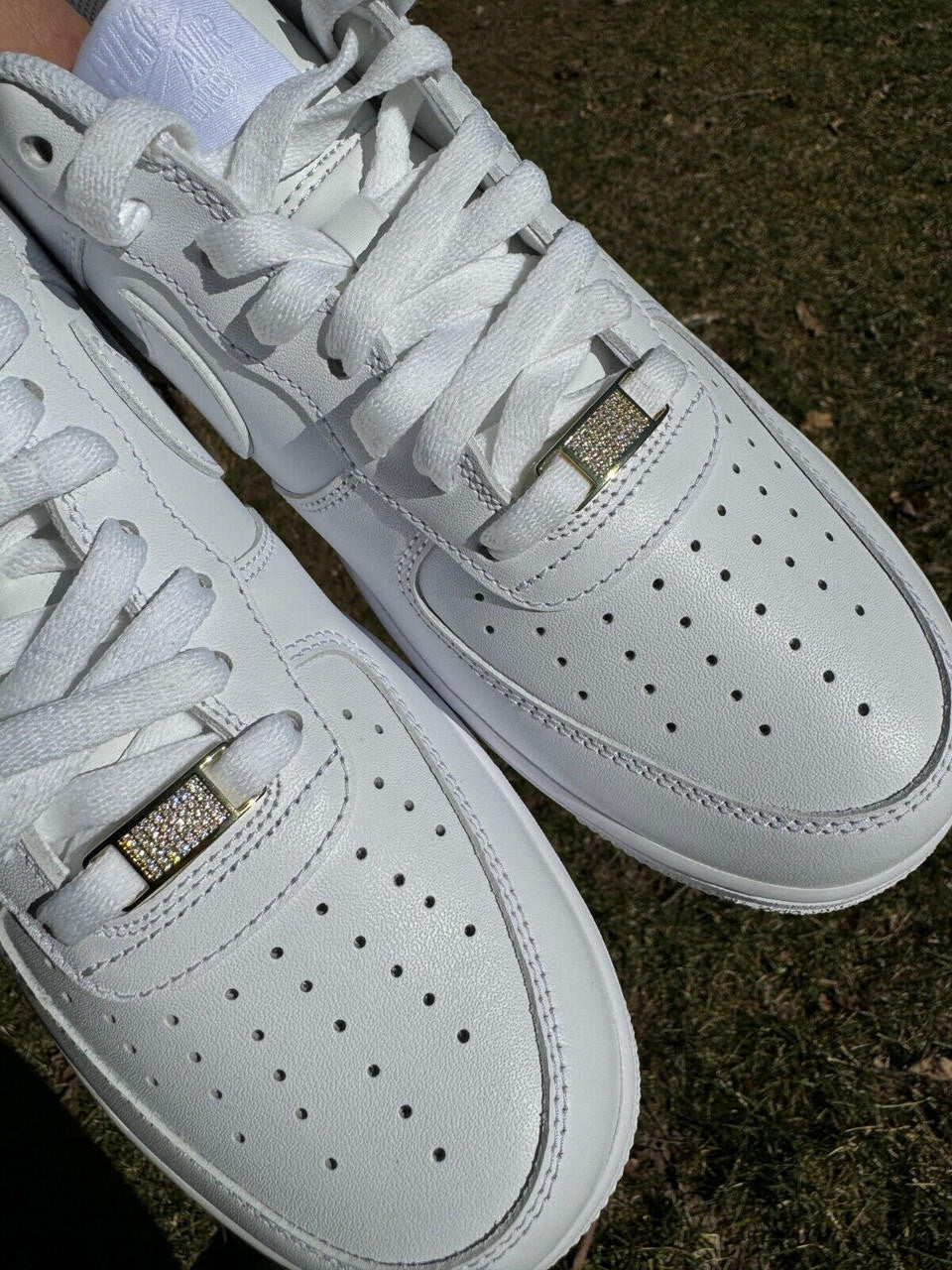 Iced Out Lace Locks - 14k Yellow Gold Vermeil Over 925 Silver - CZ Stones - Great For All Sneakers: Nike Air Force 1, Jordans, & More
