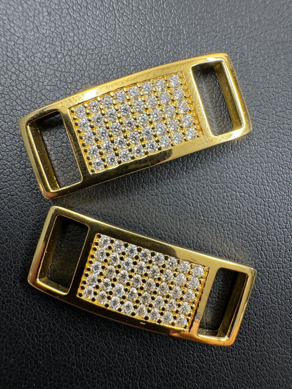 Iced Out Lace Locks - 14k Yellow Gold Vermeil Over 925 Silver - CZ Stones - Great For All Sneakers: Nike Air Force 1, Jordans, & More