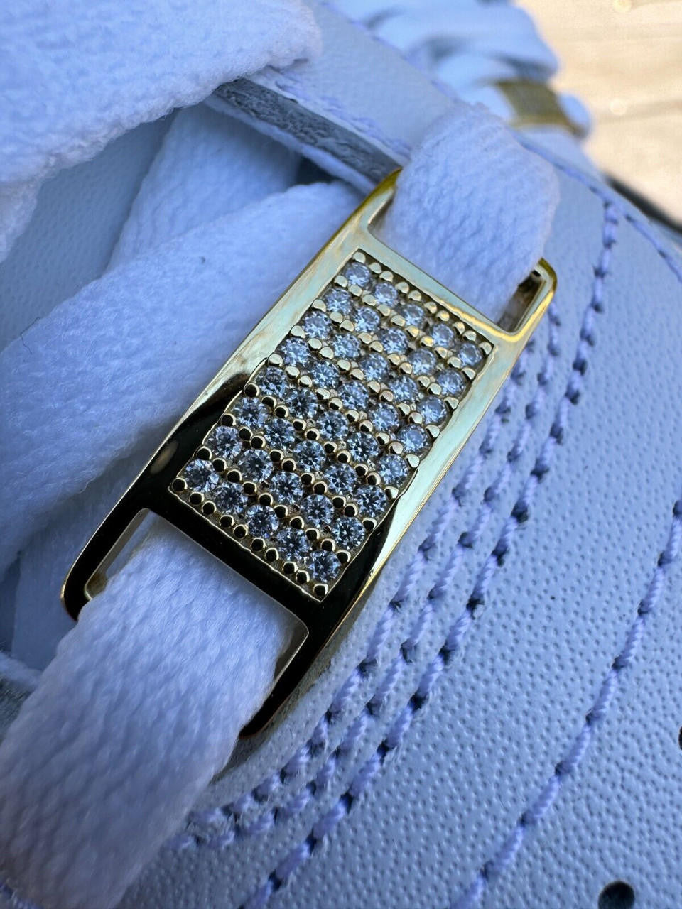 MOISSANITE Iced Out Lace Locks - 14k Gold Vermeil Over 925 Silver - Great For All Sneakers: Nike Air Force 1, Jordans, & More