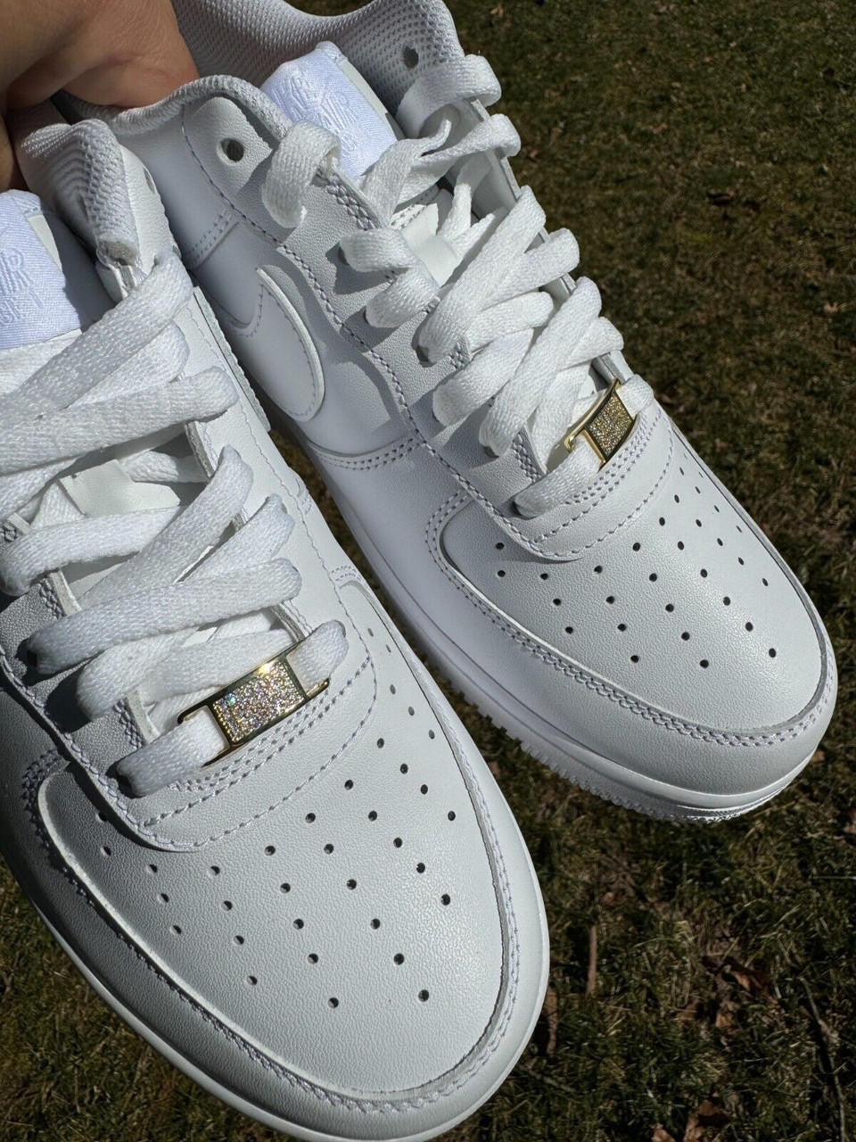 MOISSANITE Iced Out Lace Locks - 14k Gold Vermeil Over 925 Silver - Great For All Sneakers: Nike Air Force 1, Jordans, & More