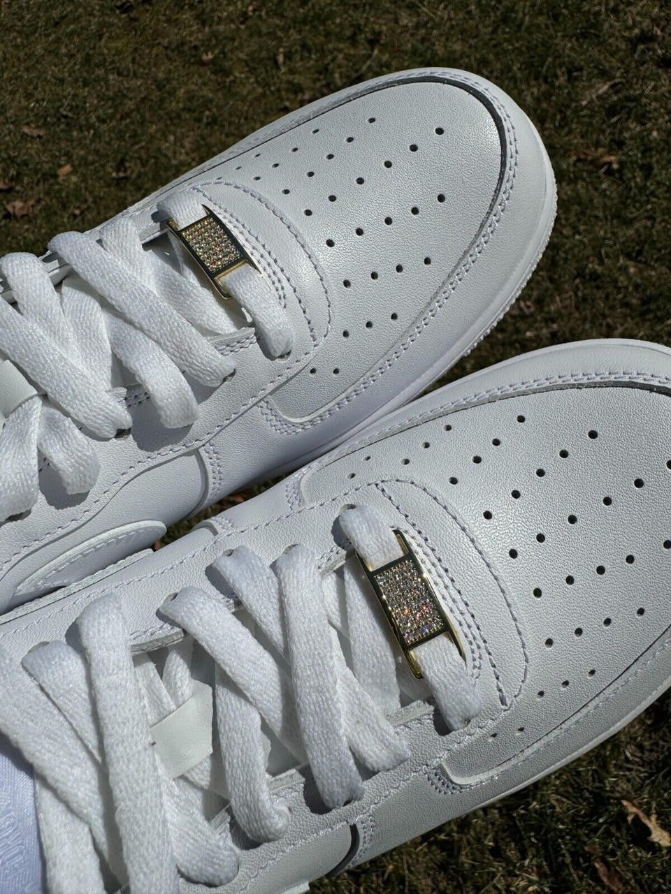 MOISSANITE Iced Out Lace Locks - 14k Gold Vermeil Over 925 Silver - Great For All Sneakers: Nike Air Force 1, Jordans, & More