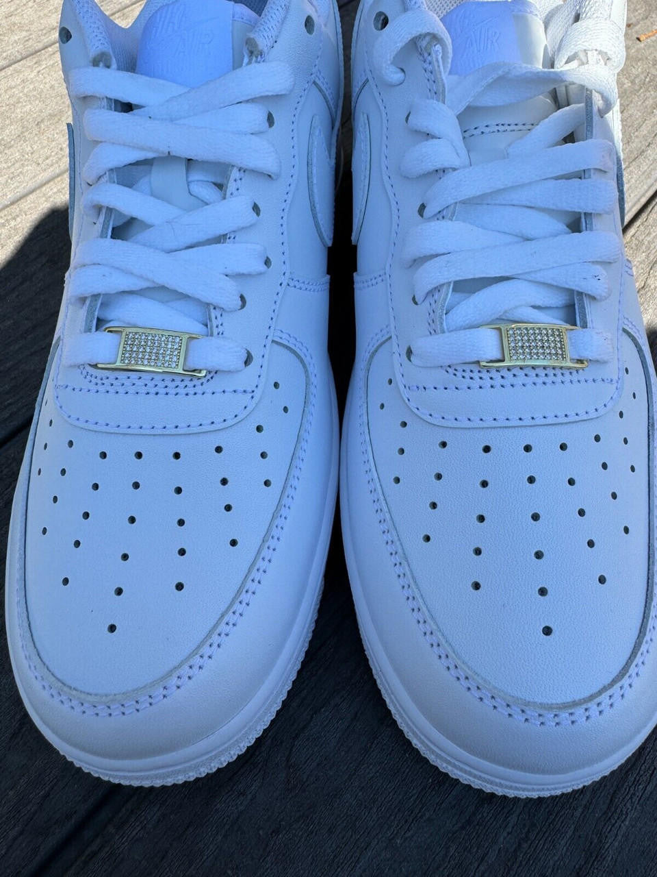MOISSANITE Iced Out Lace Locks - 14k Gold Vermeil Over 925 Silver - Great For All Sneakers: Nike Air Force 1, Jordans, & More