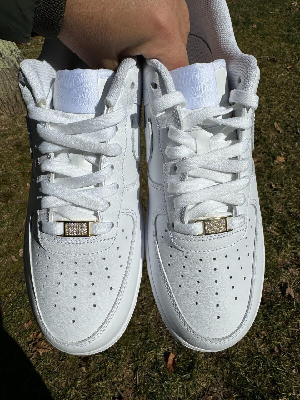 MOISSANITE Iced Out Lace Locks - 14k Gold Vermeil Over 925 Silver - Great For All Sneakers: Nike Air Force 1, Jordans, & More