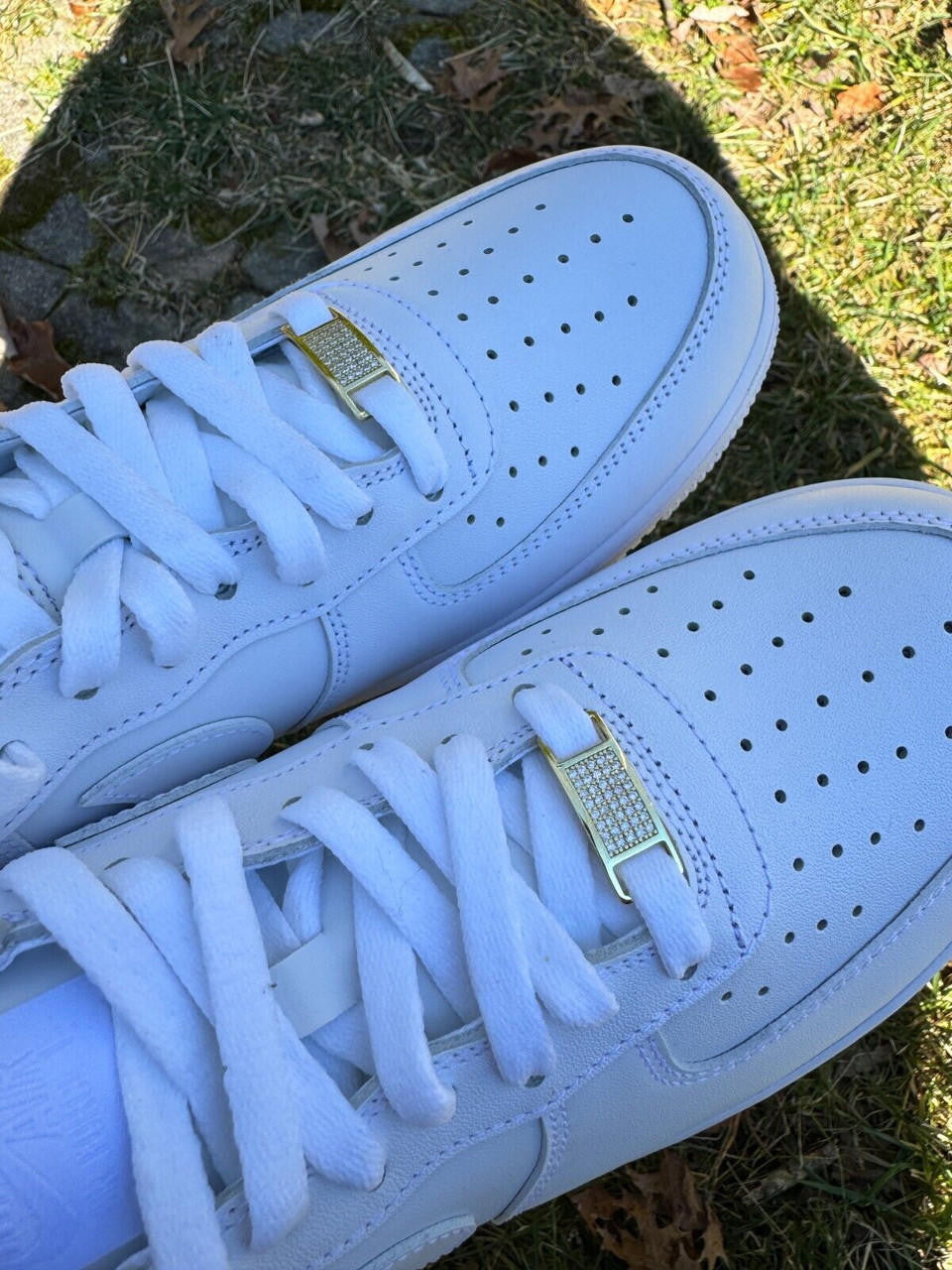 MOISSANITE Iced Out Lace Locks - 14k Gold Vermeil Over 925 Silver - Great For All Sneakers: Nike Air Force 1, Jordans, & More