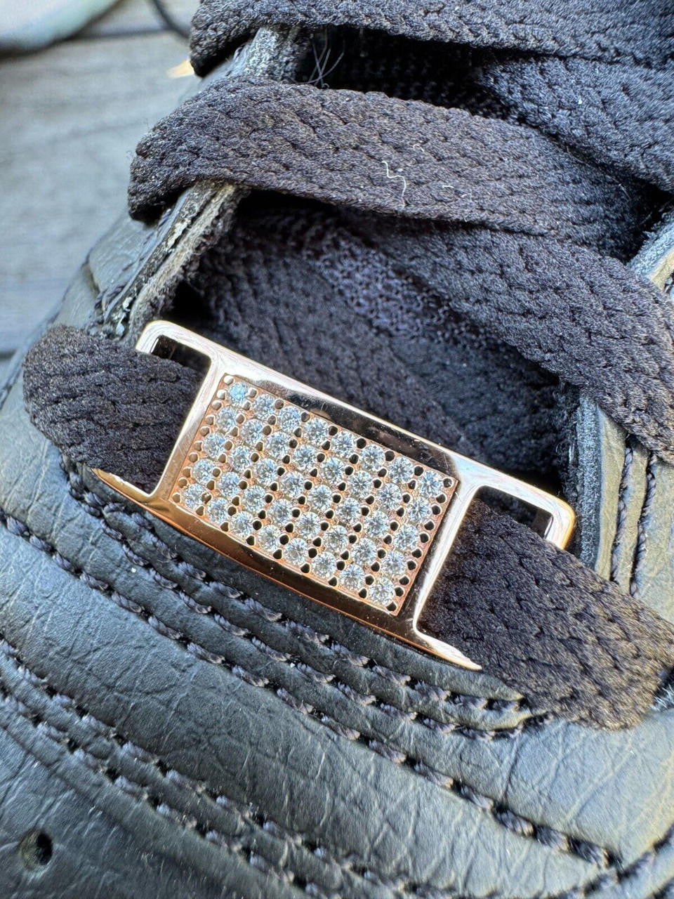 MOISSANITE Iced Out Lace Locks - 14k Rose Gold Vermeil Over 925 Silver - Great For All Sneakers: Nike Air Force 1, Jordans, & More