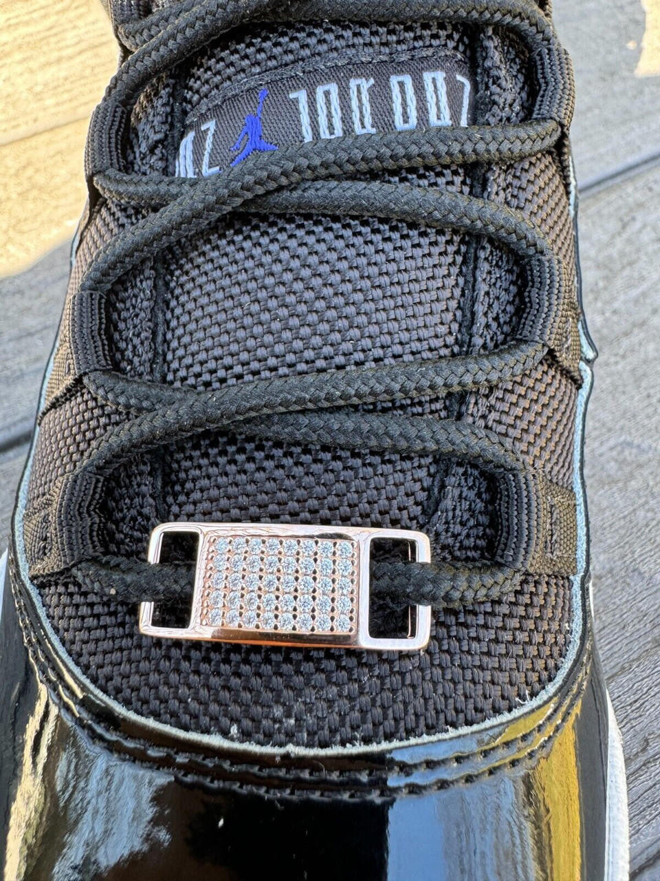 MOISSANITE Iced Out Lace Locks - 14k Rose Gold Vermeil Over 925 Silver - Great For All Sneakers: Nike Air Force 1, Jordans, & More