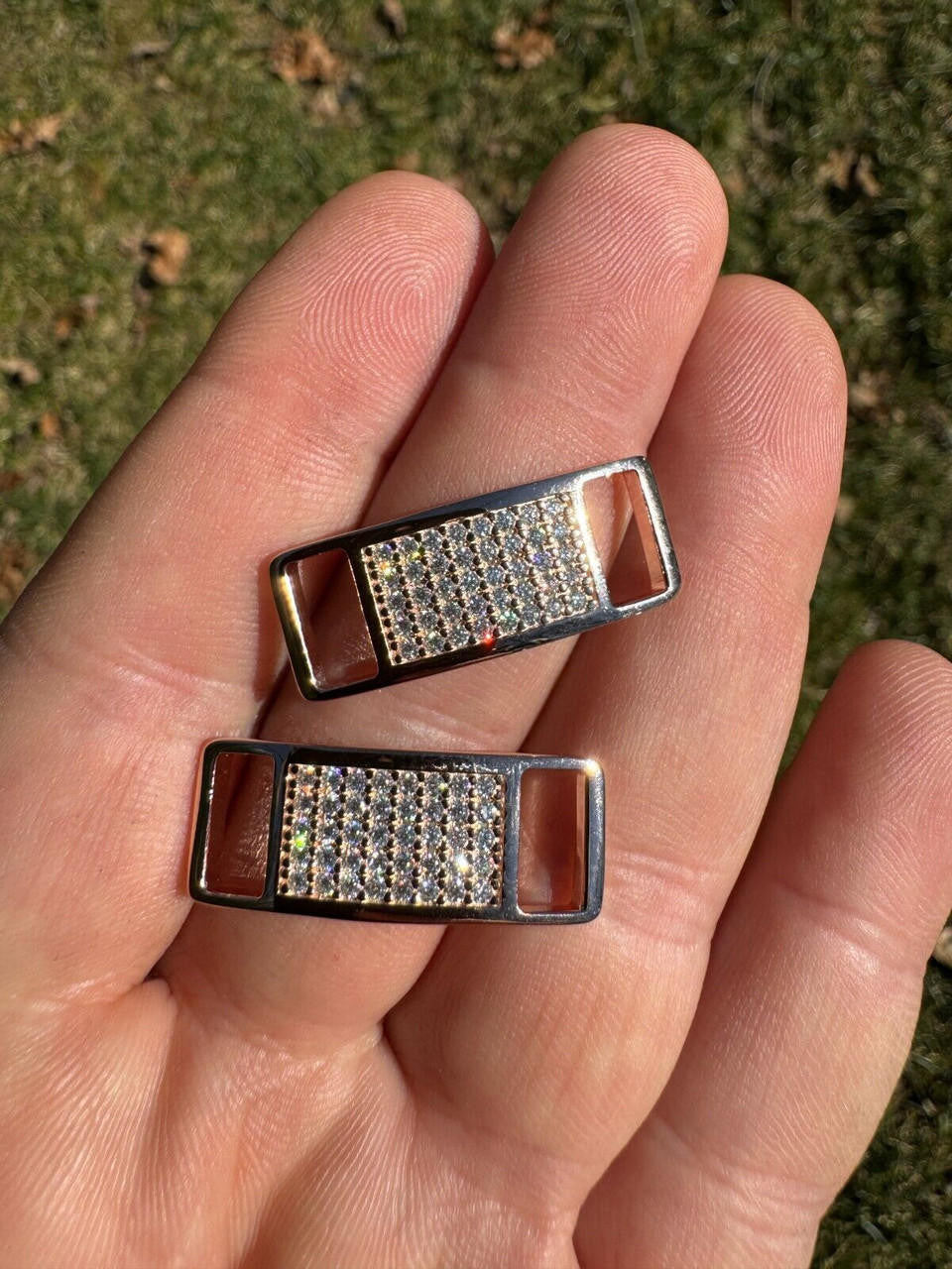MOISSANITE Iced Out Lace Locks - 14k Rose Gold Vermeil Over 925 Silver - Great For All Sneakers: Nike Air Force 1, Jordans, & More