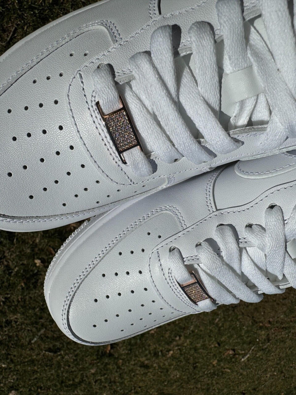 MOISSANITE Iced Out Lace Locks - 14k Rose Gold Vermeil Over 925 Silver - Great For All Sneakers: Nike Air Force 1, Jordans, & More