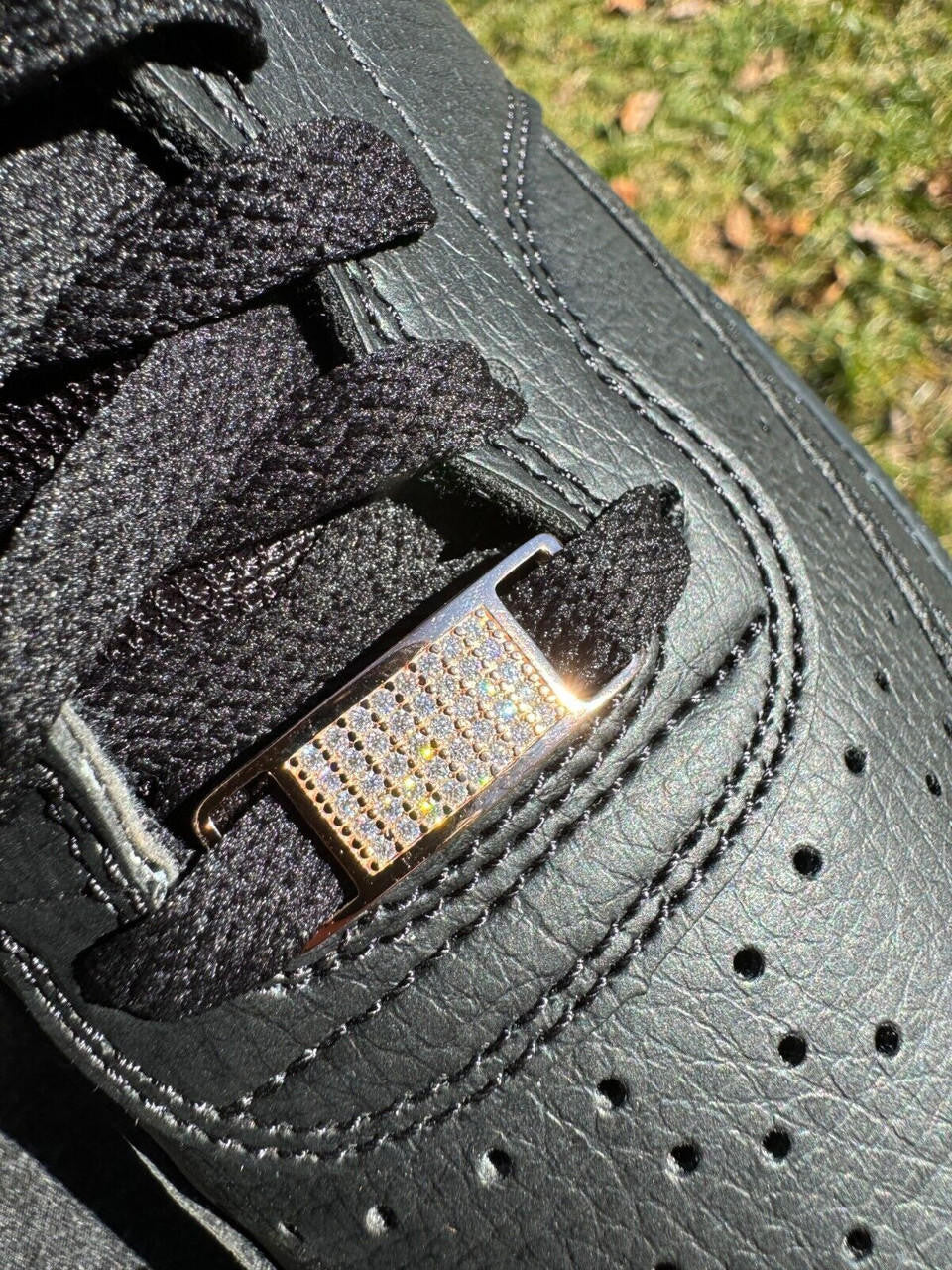 MOISSANITE Iced Out Lace Locks - 14k Rose Gold Vermeil Over 925 Silver - Great For All Sneakers: Nike Air Force 1, Jordans, & More