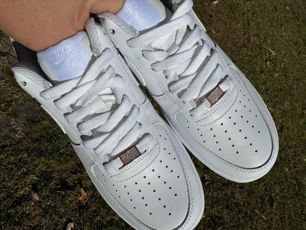 MOISSANITE Iced Out Lace Locks - 14k Rose Gold Vermeil Over 925 Silver - Great For All Sneakers: Nike Air Force 1, Jordans, & More