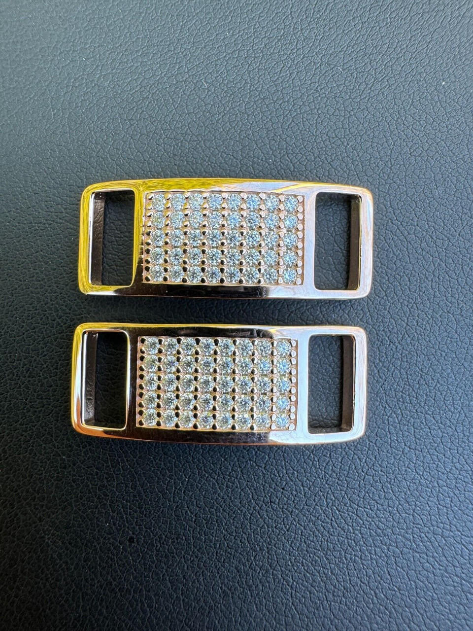MOISSANITE Iced Out Lace Locks - 14k Rose Gold Vermeil Over 925 Silver - Great For All Sneakers: Nike Air Force 1, Jordans, & More
