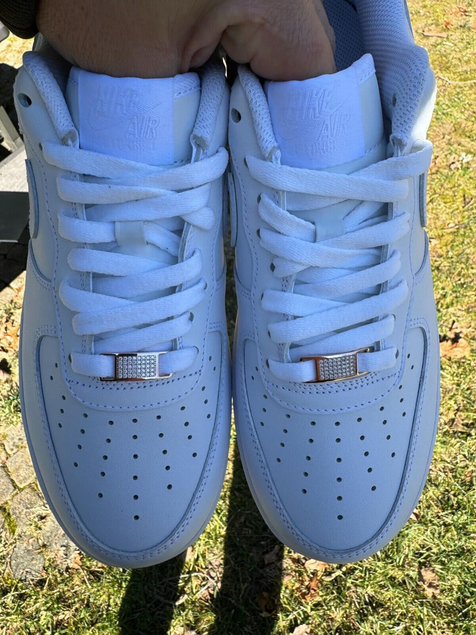 MOISSANITE Iced Out Lace Locks - 14k Rose Gold Vermeil Over 925 Silver - Great For All Sneakers: Nike Air Force 1, Jordans, & More
