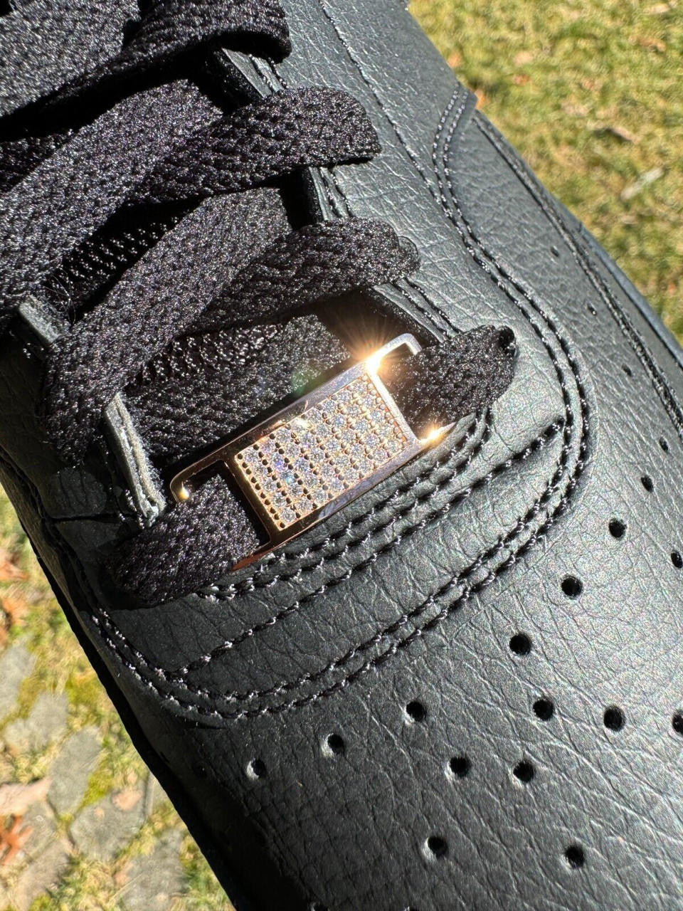MOISSANITE Iced Out Lace Locks - 14k Rose Gold Vermeil Over 925 Silver - Great For All Sneakers: Nike Air Force 1, Jordans, & More