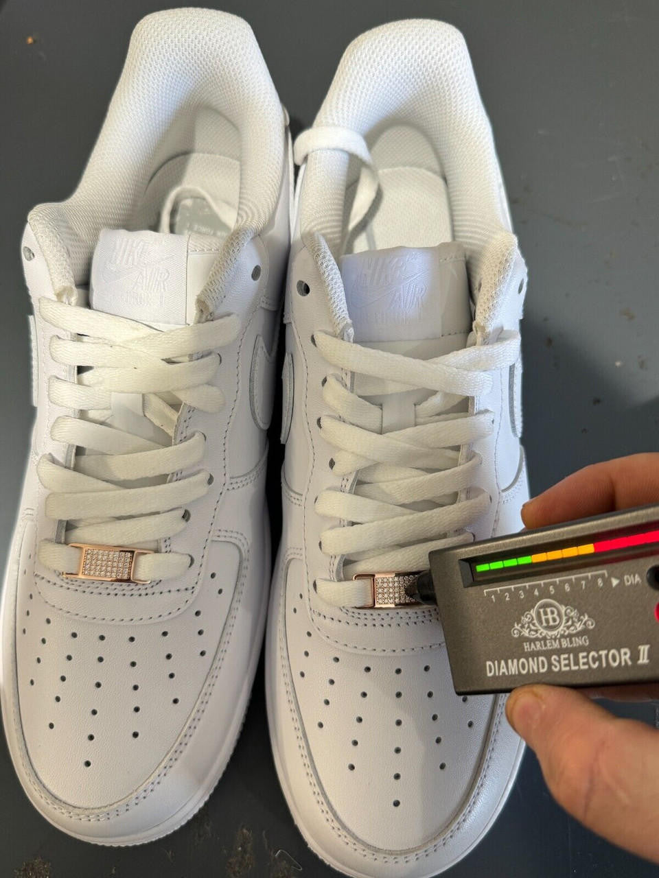 MOISSANITE Iced Out Lace Locks - 14k Rose Gold Vermeil Over 925 Silver - Great For All Sneakers: Nike Air Force 1, Jordans, & More