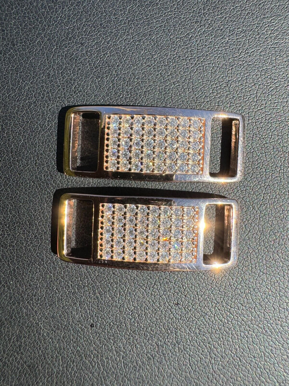 MOISSANITE Iced Out Lace Locks - 14k Rose Gold Vermeil Over 925 Silver - Great For All Sneakers: Nike Air Force 1, Jordans, & More
