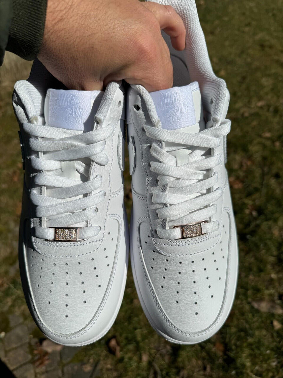 MOISSANITE Iced Out Lace Locks - 14k Rose Gold Vermeil Over 925 Silver - Great For All Sneakers: Nike Air Force 1, Jordans, & More