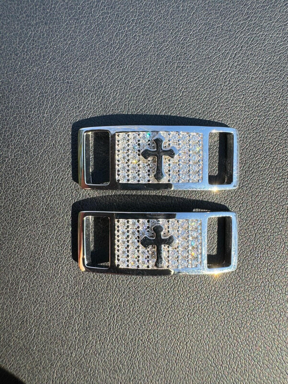 MOISSANITE Iced Out Cross Lace Locks - 925 Silver - Great For All Sneakers: Nike Air Force 1, Jordans, & More