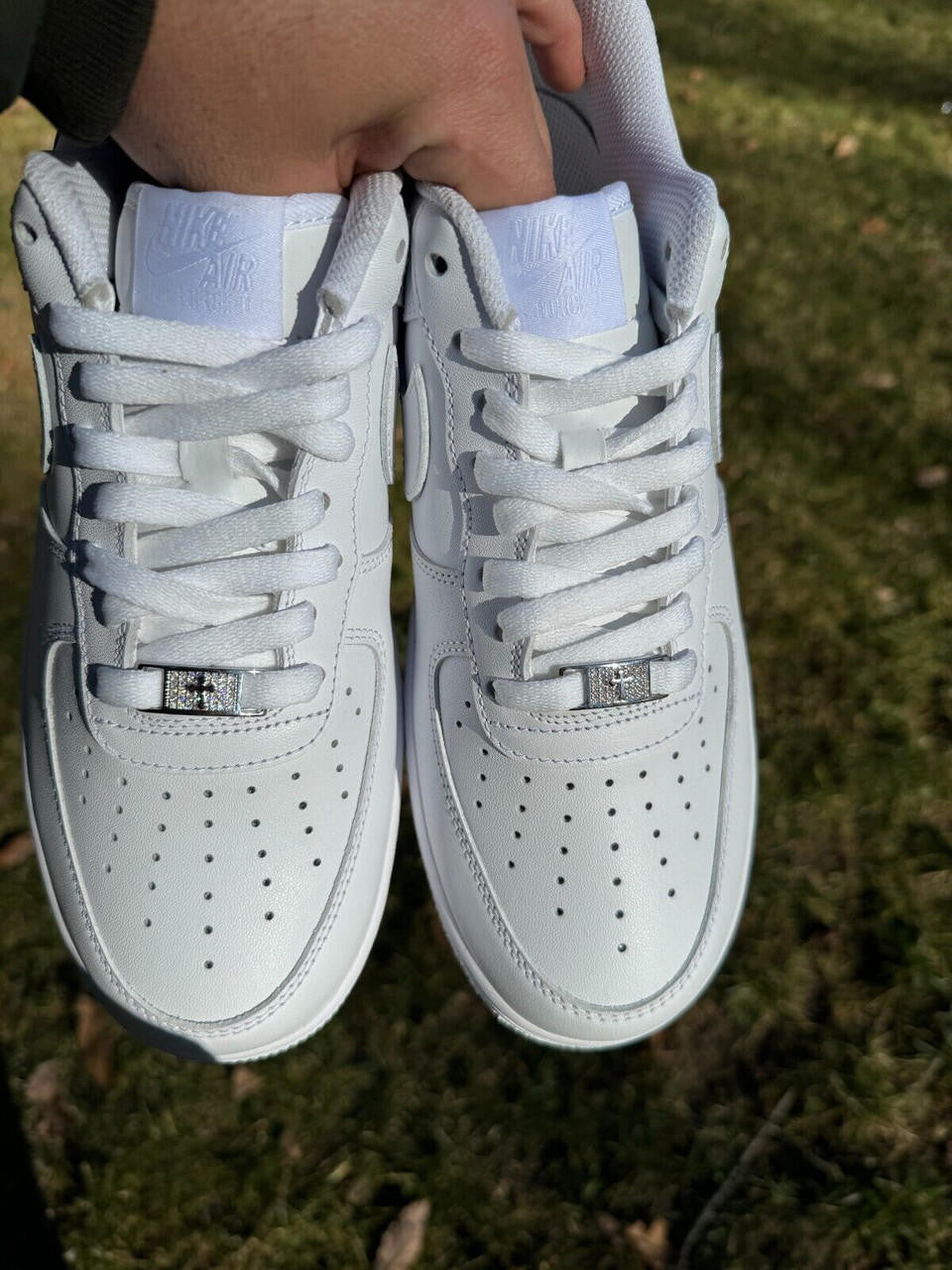 MOISSANITE Iced Out Cross Lace Locks - 925 Silver - Great For All Sneakers: Nike Air Force 1, Jordans, & More