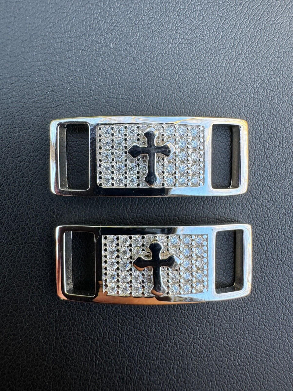 MOISSANITE Iced Out Cross Lace Locks - 925 Silver - Great For All Sneakers: Nike Air Force 1, Jordans, & More