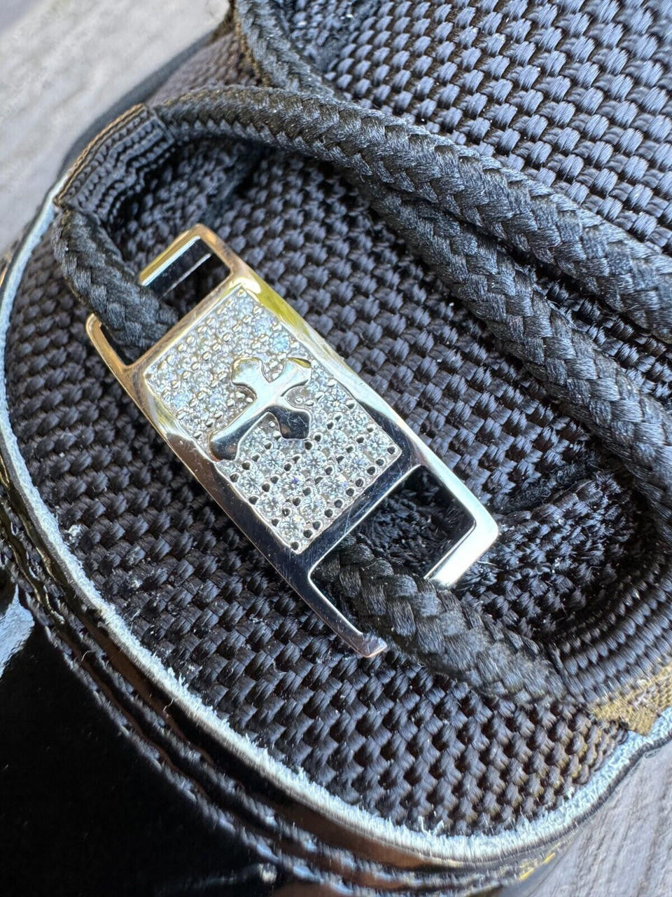 MOISSANITE Iced Out Cross Lace Locks - 925 Silver - Great For All Sneakers: Nike Air Force 1, Jordans, & More